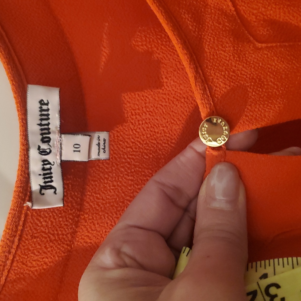 NWT Juicy Couture Orange Blouson Crepe 3/4 Sleeves Edith Dress Size 10 NWT - Picture 10 of 10